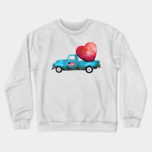 Vintage Truck Heart Valentine's Day Crewneck Sweatshirt